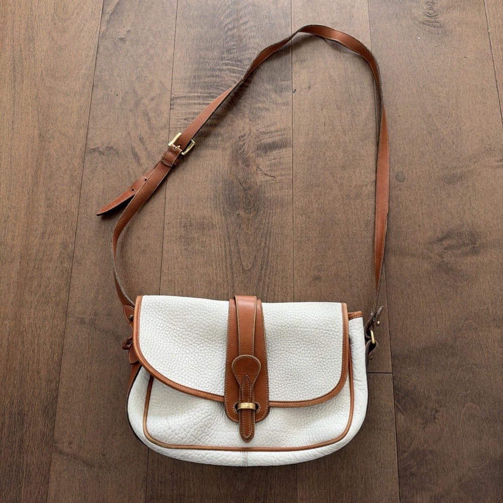 Vintage Dooney & Bourke AWL Crossbody Bag Bone British Tan Leather